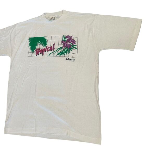 VINTAGE 80S HAWAII POLY TEES Tropical SINGLE STITCH T-SHIRT ADULT LARGE - Picture 3 of 9